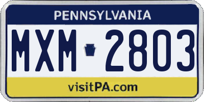 PA license plate MXM2803