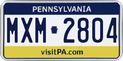 PA license plate MXM2804