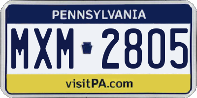 PA license plate MXM2805