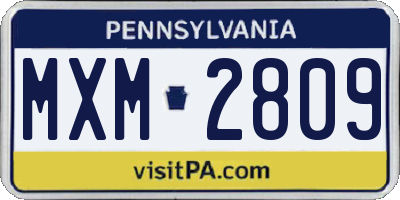 PA license plate MXM2809