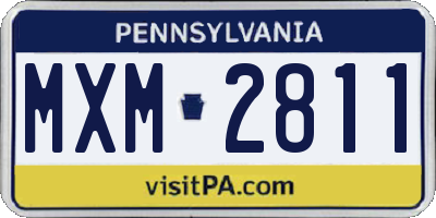 PA license plate MXM2811