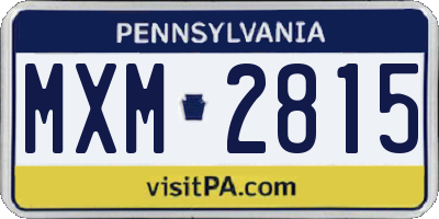 PA license plate MXM2815