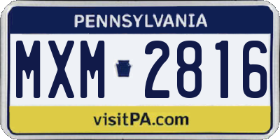 PA license plate MXM2816