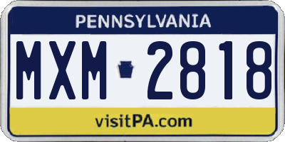 PA license plate MXM2818