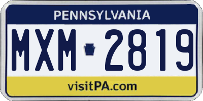 PA license plate MXM2819