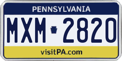 PA license plate MXM2820
