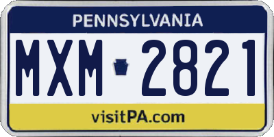 PA license plate MXM2821
