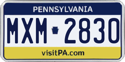 PA license plate MXM2830