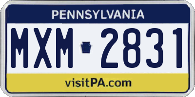 PA license plate MXM2831