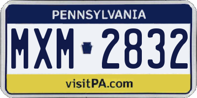 PA license plate MXM2832