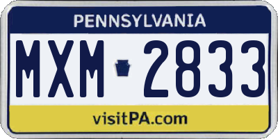 PA license plate MXM2833