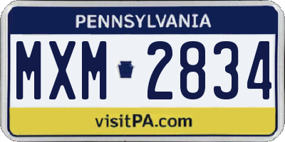 PA license plate MXM2834