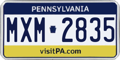 PA license plate MXM2835