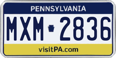 PA license plate MXM2836