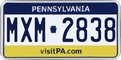 PA license plate MXM2838