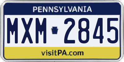 PA license plate MXM2845