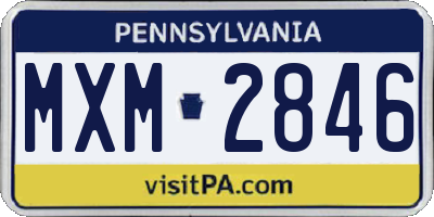 PA license plate MXM2846