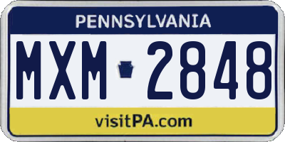 PA license plate MXM2848