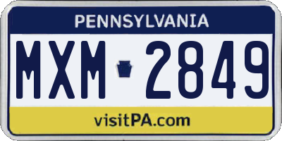 PA license plate MXM2849