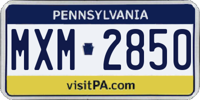 PA license plate MXM2850