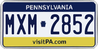 PA license plate MXM2852