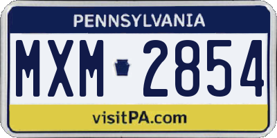 PA license plate MXM2854