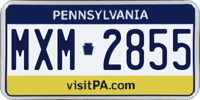 PA license plate MXM2855