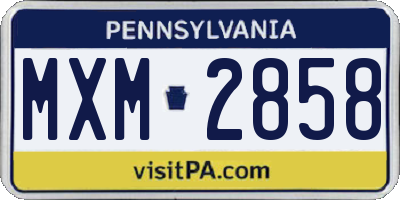 PA license plate MXM2858