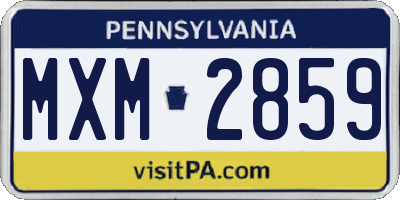 PA license plate MXM2859