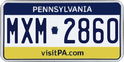 PA license plate MXM2860