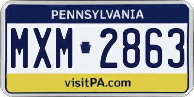 PA license plate MXM2863