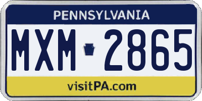 PA license plate MXM2865
