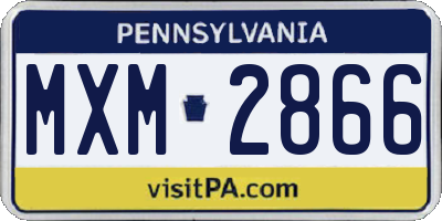 PA license plate MXM2866
