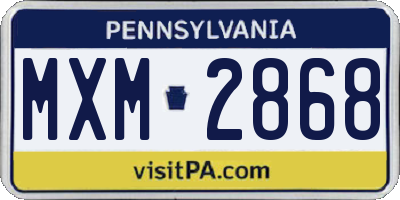 PA license plate MXM2868
