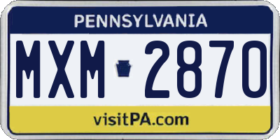 PA license plate MXM2870