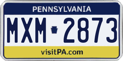 PA license plate MXM2873