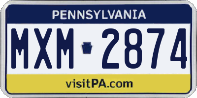 PA license plate MXM2874