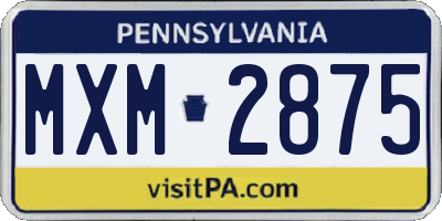 PA license plate MXM2875