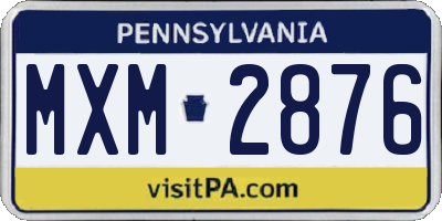 PA license plate MXM2876
