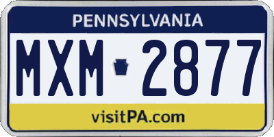 PA license plate MXM2877