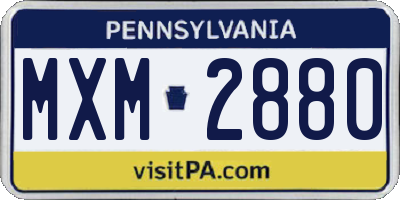 PA license plate MXM2880
