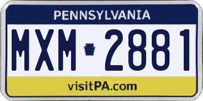 PA license plate MXM2881
