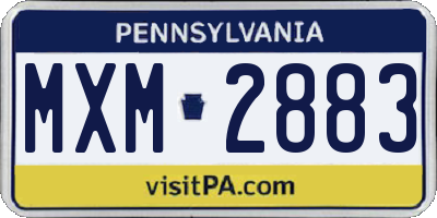 PA license plate MXM2883