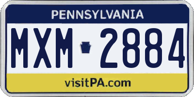 PA license plate MXM2884