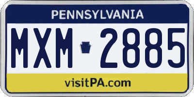 PA license plate MXM2885