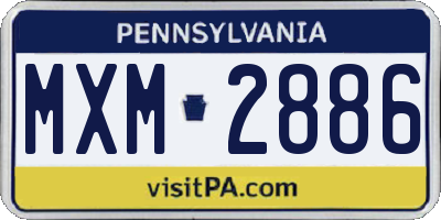 PA license plate MXM2886