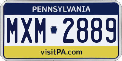 PA license plate MXM2889