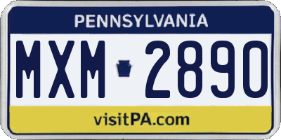 PA license plate MXM2890