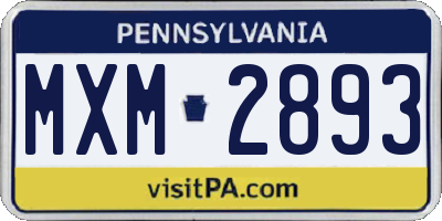 PA license plate MXM2893