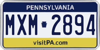 PA license plate MXM2894